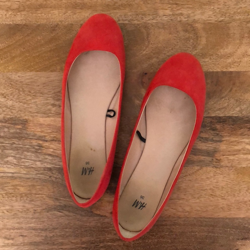 Red suede H&M flats - size 5.5